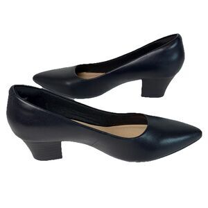 Clarks Collection Teresa Step Heels Black Leather Women's Size 7M Heels Pumps